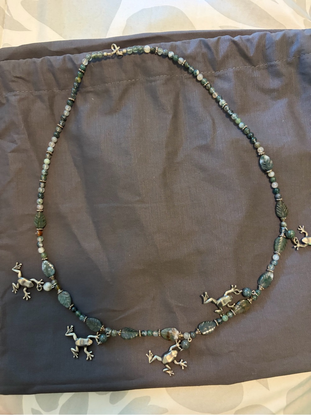 Whimsical Danforth Pewter Green Beaded Frog Charms